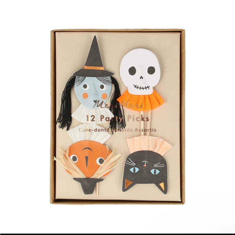 NIB Meri Meri Pumpkin Patch Party Picks SET OF 2